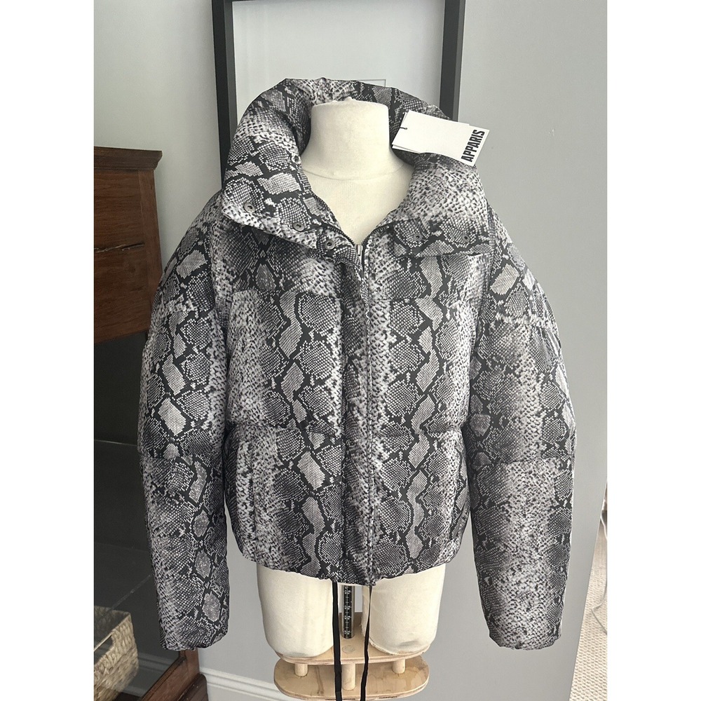 $270 NWT Apparis Women's Jamie Snakeskin Print Puffer Jacket Coat Size Large - Picture 3 of 6